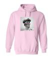 bluza z kapturem kangurka DAWID Michał Anioł half face posąg rzeźba z nadrukiem przeróbka ze zdjęciem obraz różowa.png