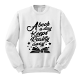 a book a day keeps reality away bluza z nadrukiem biała.png