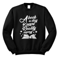 a book a day keeps reality away bluza z nadrukiem czarna.png