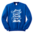 a book a day keeps reality away bluza z nadrukiem niebieska.png