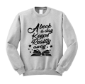 a book a day keeps reality away bluza z nadrukiem szara.png