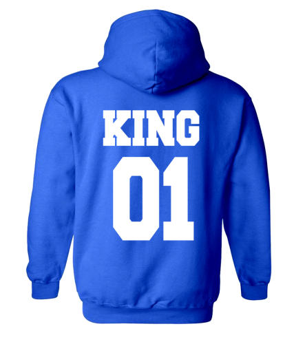 Bluza z kapturem KING 01 dla par zakochanych dla Niego walentynkowa niebieska S