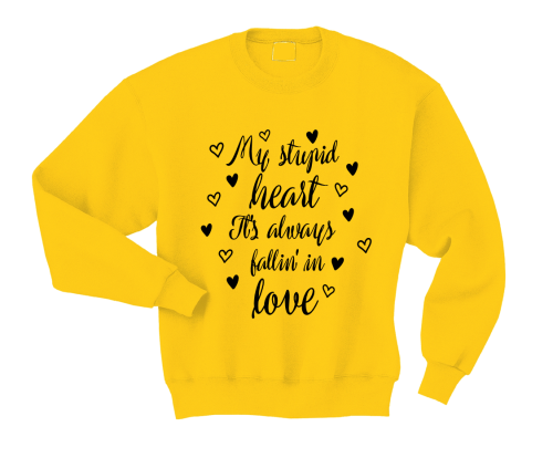 Bluza MY STUPID HEART IT'S ALWAYS FALLIN IN LOVE tinistas żółta S