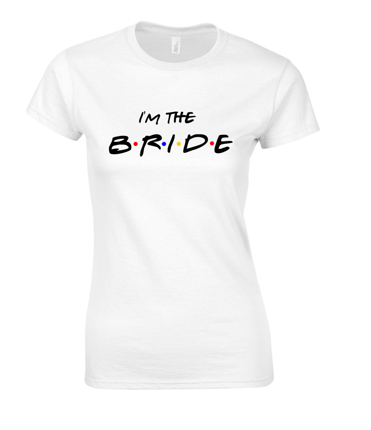 i'm the bride koszulka damska z nadrukiem na wieczór panieński biała.png