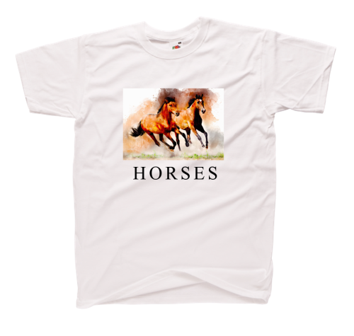 Koszulka z nadrukiem HORSES konie