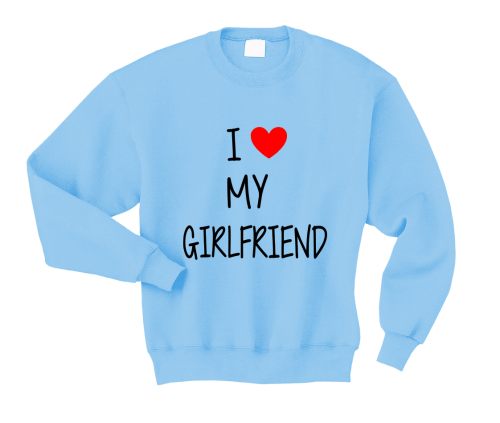 Bluza I LOVE MY GIRLFRIEND dla par zakochanych dla Niego błekit S biały napis