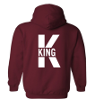 bluza z kapturem kangurka KING duże K dla par zakochanych dla niego walentynki bordowa.png