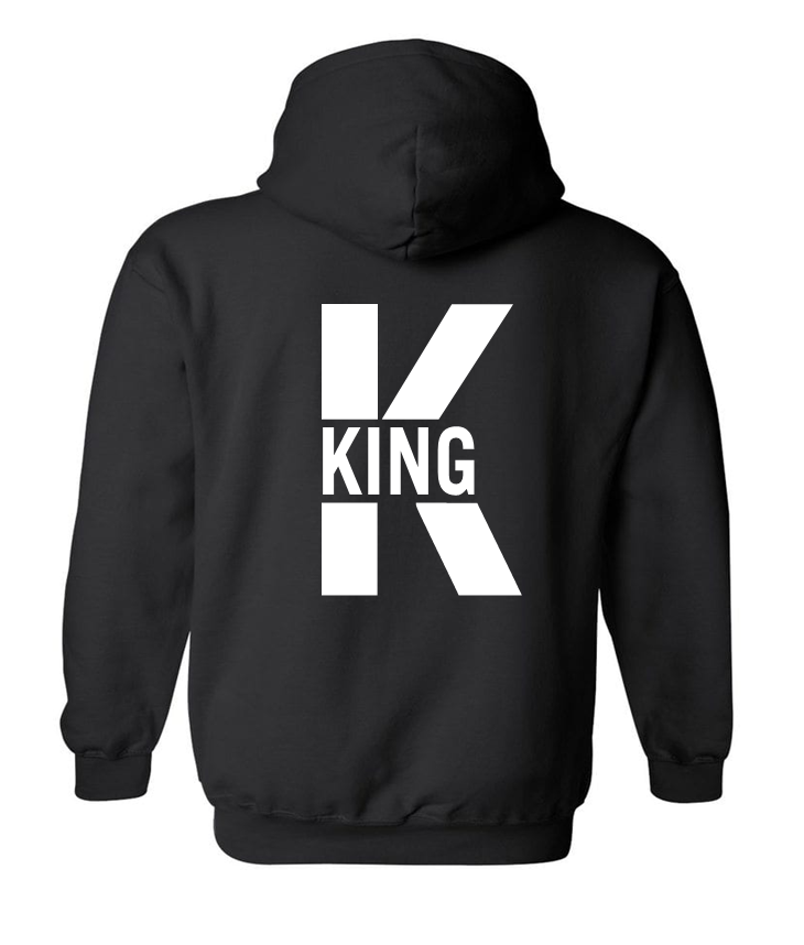 bluza z kapturem kangurka KING duże K dla par zakochanych dla niego walentynki czarna.png