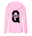 bluza z kapturem damska kangurka QUEEN duże Q dla par zakochanych dla niej walentynki pudroworóżowa.png