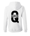 bluza z kapturem damska kangurka QUEEN duże Q dla par zakochanych dla niej walentynki biała.png