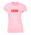 KOSZULKA QUEEN damska pasek z nadrukiem dla par zakochanych dla niej pudroworóżowa.png