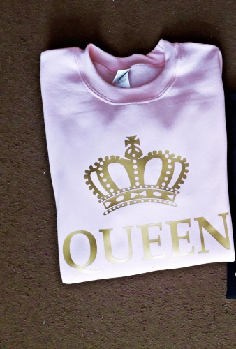 Bluza QUEEN korona dla par zakochanych dla niej na walentynki pudrowyróż L