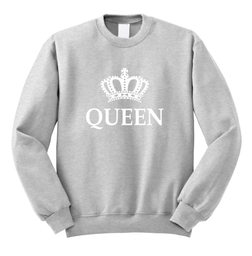 Bluza QUEEN korona dla par zakochanych dla niej na walentynki szara L złoty nadruk