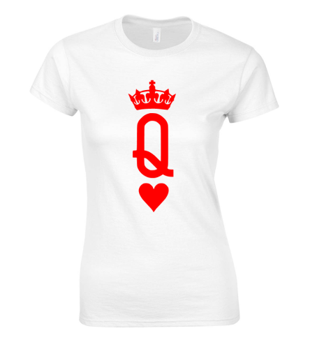 Koszulka damska dla par zakochanych QUEEN kier karta symbol z nadrukiem