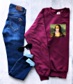 bluza z nadrukiem MONA LISA z lizakiem obraz leonardo da vinci bordowa.png