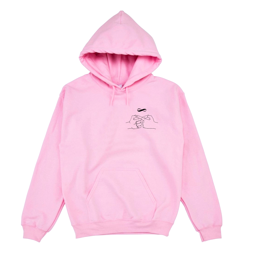 bluza damska z kapturem z nadrukiem dla przyjaciółki best friends forever znak dłonie pudroworóżowa.png
