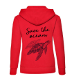 bluza z kapturem damska z nadrukiem save the oceans błękitna kangurka ekologia żółw czerowna.png