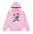 bluza z kapturem damska z nadrukiem save the planet ekologia planeta pudroworóżowa.png