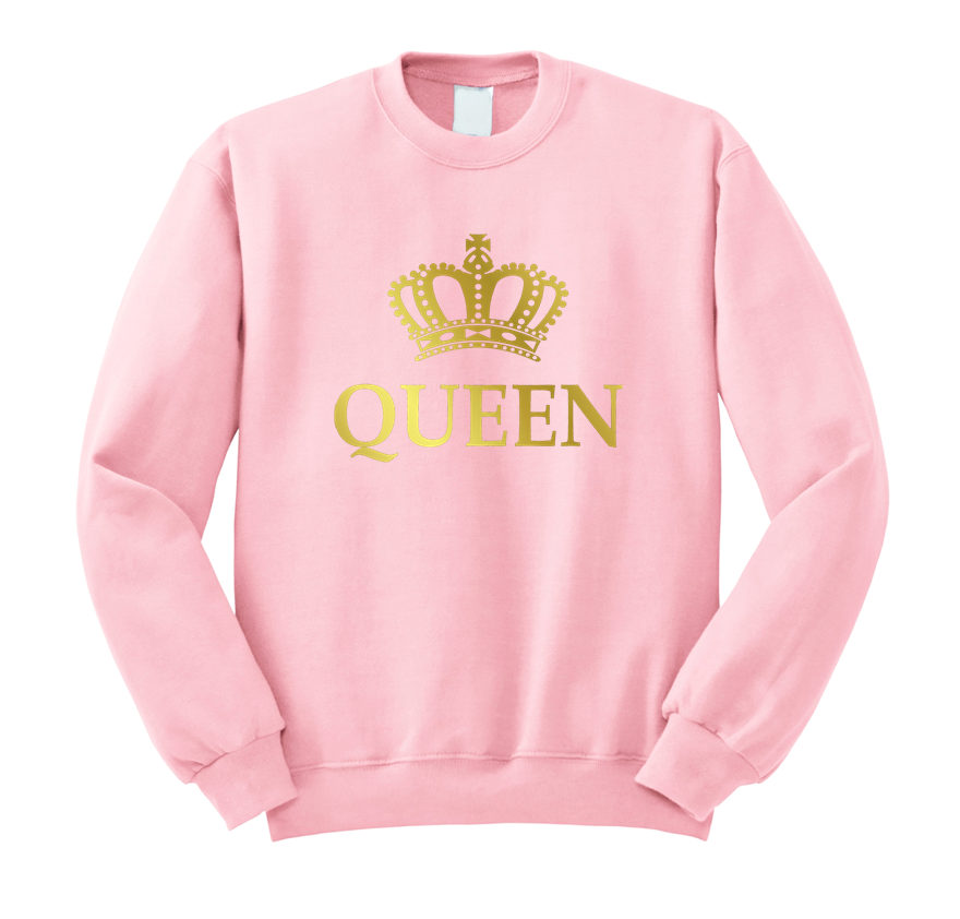 queen korona bluza damska la par zakochanych dla dwojga pudroworóżowa złoty nadruk.png