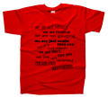 koszulka WE ARE JUST BEST FRIENDS dla przyjaciół przyjaciółek śmieszna zabawna z nadrukiem napisami na prezent czerwony przod.png