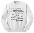 bluza WE ARE JUST BEST FRIENDS dla przyjaciół przyjaciółek śmieszna zabawna z nadrukiem napisami na prezent bialy przod.png
