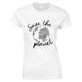 koszulka damska z nadrukiem SAVE THE OCEANS ekologia żółw ocean planeta bialy przod.png