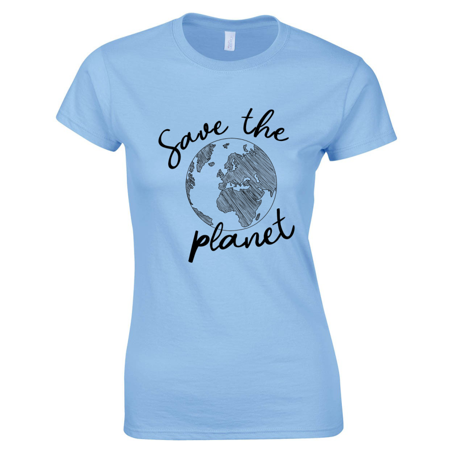 koszulka damska z nadrukiem SAVE THE OCEANS ekologia żółw ocean planeta sky przod.png