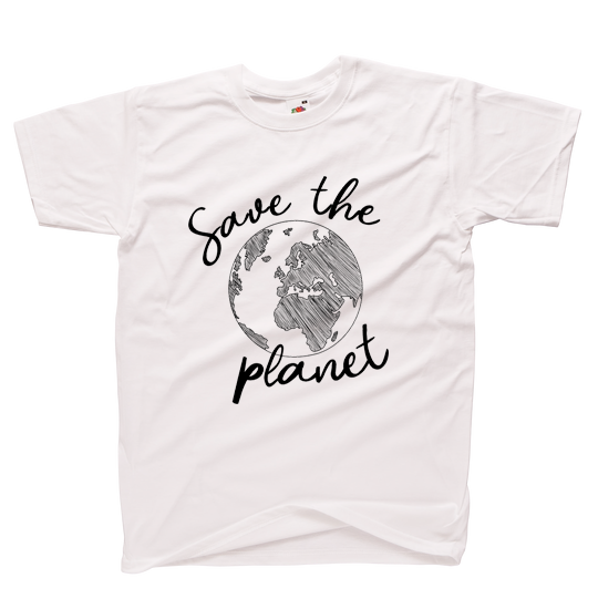 koszulka z nadrukiem SAVE THE OCEANS ekologia żółw ocean planeta biały przod.png