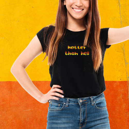 Koszulka damska HOTTER THAN HELL z nadrukiem ogień płomień fire
