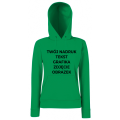 bluza damska z kapturem z własnym nadrukiem zielony przod (2).png