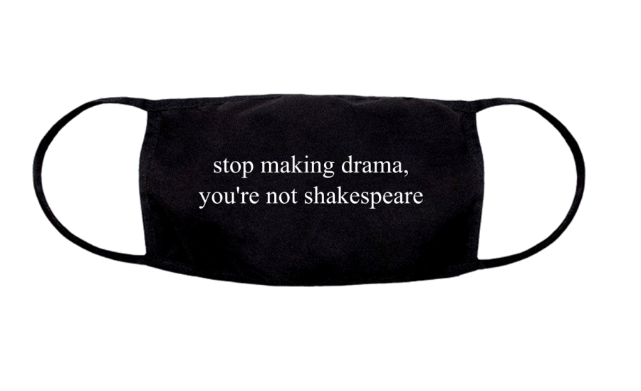czarna maseczka higieniczna z nadrukiem STOP MAKING DRAMA.png