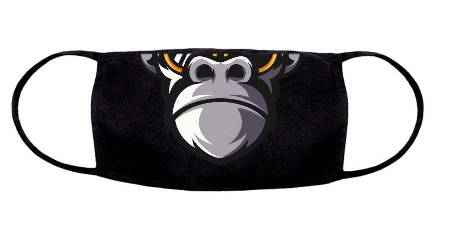 czarna maseczka higieniczna z nadrukiem MONKEY MAŁPA PYSK śmieszna zabawna.png
