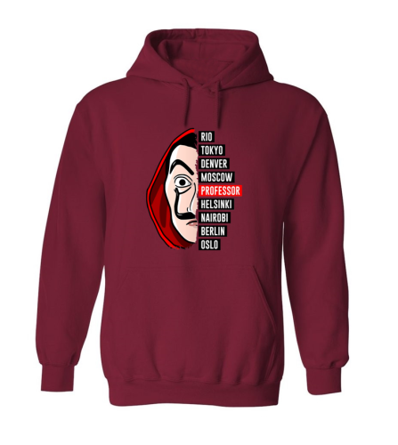 Bluza z kapturem PROFESSOR MASKA DALI miasta RIO TOKYO DENVER MOSCOW dom kangurka z nadrukiem unisex