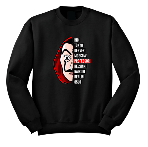 Bluza PROFESSOR MASKA SALVADOR miasta RIO TOKYO DENVER MOSCOW z nadrukiem