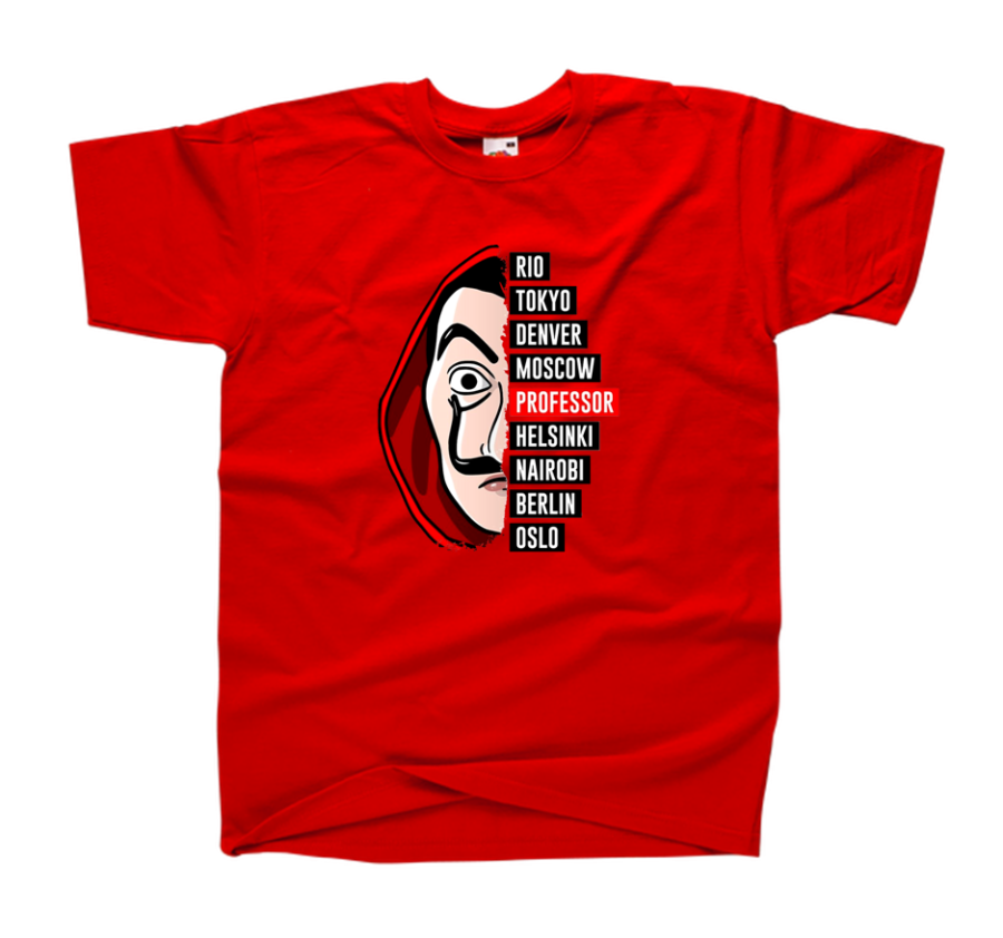 koszulka z nadrukiem PROFESSOR MASKA DALI DOM czerwona.png