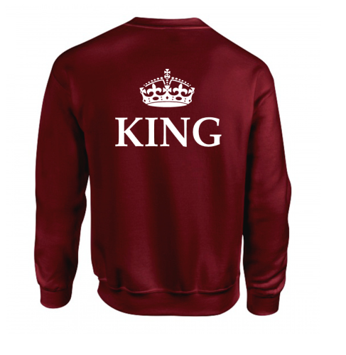 Bluza KING korona dla par zakochanych dla niego na walentynki bordo M nadruk tył