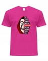 koszulka z nadrukiem PROFESSOR MASKA DALI DOM fuksja przod.jpg