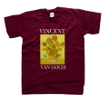 koszulka z nadrukiem SŁONECZNIKI VAN GOGHA vincent van gogh obraz bordowa.png