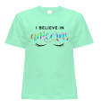 koszulka i believe in unicorns jednorożce z nadrukiem miętowa.png