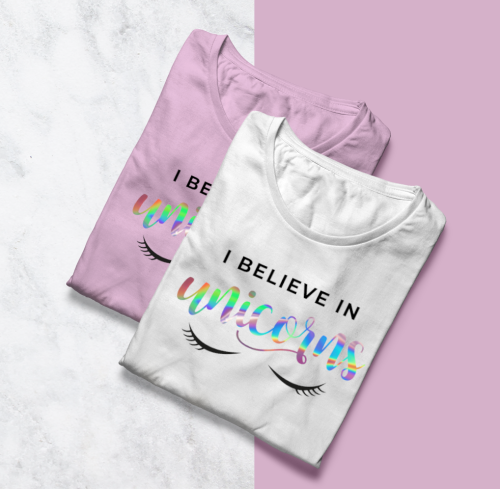 Koszulka z nadrukiem I BELIEVE IN UNICORNS jednorożce unisex