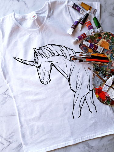 Koszulka damska z nadrukiem UNICORN outline JEDNOROŻEC konie horses