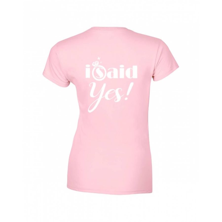 koszulka damska I SAID YES na wieczór panieński dla panny młodej pudrowy tyl.jpg