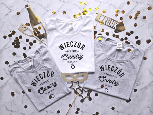 Koszulka WIECZÓR PANIEŃSKI imię dla druhny panny młodej świadkowej damska