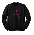 bluza HAND HEART KPOP ręka dłoń z sercem kawaii bez kaptura damska czarna.png