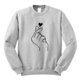 bluza HAND HEART KPOP ręka dłoń z sercem kawaii bez kaptura damska szara.png