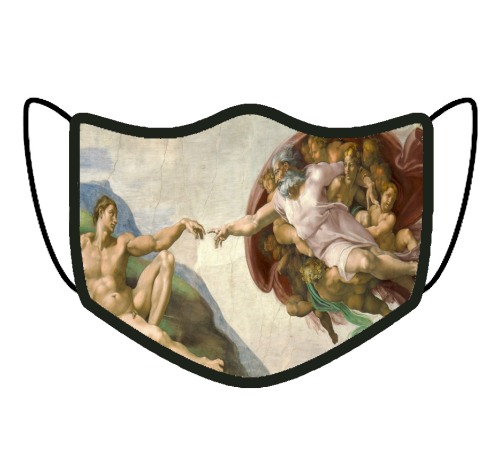 MASECZKA FULLPRINT Z NADRUKIEM ART MICHAŁ ANIOŁ STWORZENIE ADAMA OCHRONNA WIELORAZOWA NA TWARZ