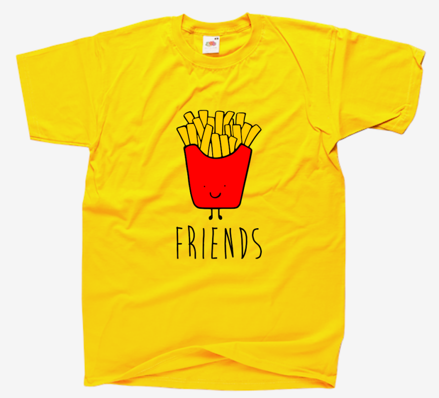 koszulka best FRIENDS frytki dla przyjaciółki przyjaciela prezent z nadrukiem żółta.png