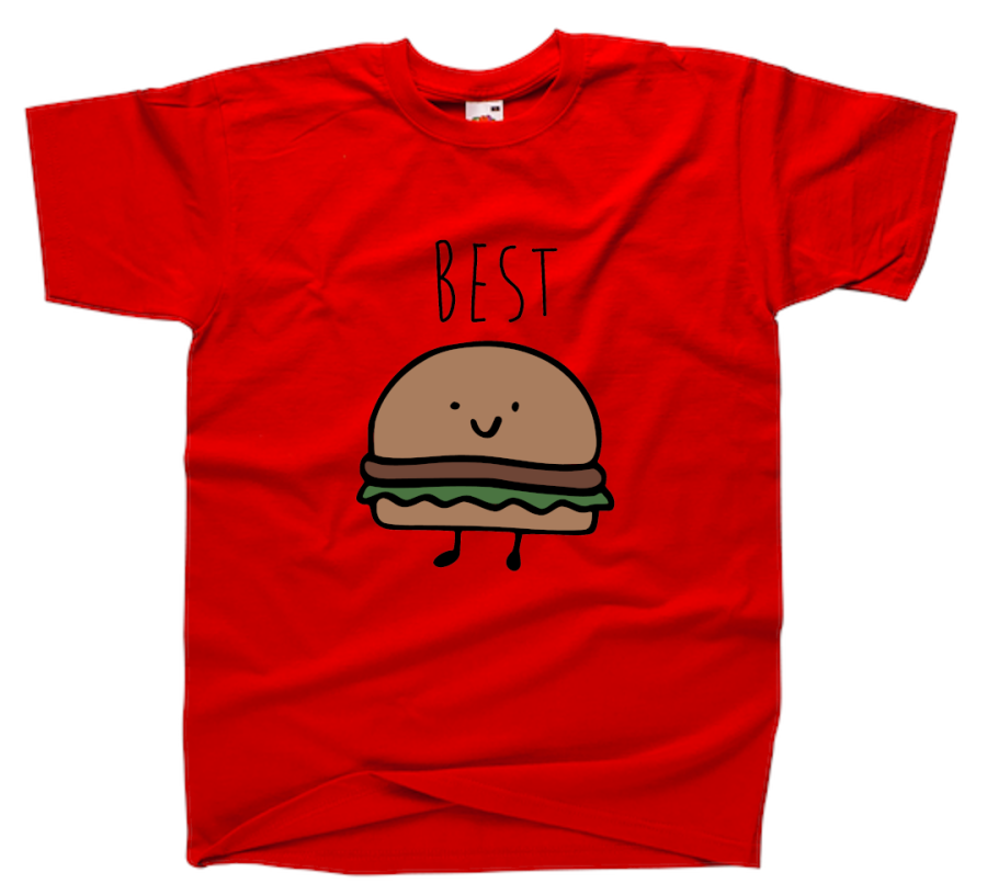 koszulka BEST friends burger dla przyjaciółki przyjaciela prezent z nadrukiem czerwona.png