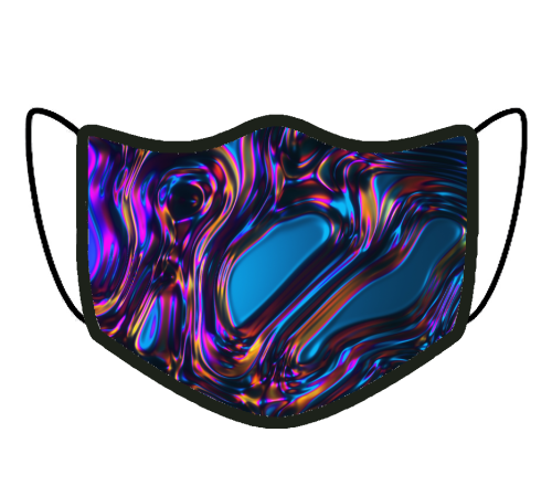 MASECZKA FULLPRINT 3D nadruk na całej powierzchni dwuwarstwowa wielorazowa WZORY BENZYNOWE abstrakcyjne ciemne na twarz na nos i usta do osłony ochrony antywirusowa 