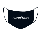 MASECZKA BAWEŁNIANA WIELORAZOWA NA TWARZ Z NADRUKIEM #trzymajdystans MASKA OCHRONNA  DWUWARSTWOWA